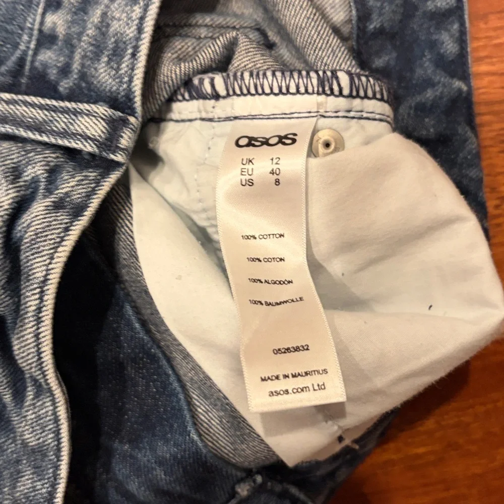 Asos Denim Frayed Hem Dark Denim Cutoff Shorts Size 8 - Picture 3 of 9